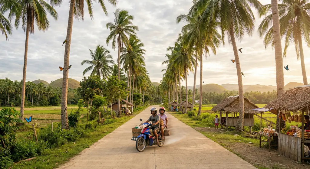 Bohol countryside road, Carmen, Chocolate Hills, Philippines, inland route