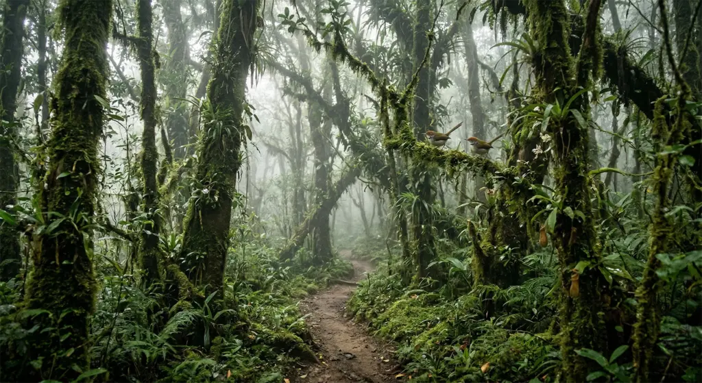 Mt. Kanlaon Natural Park cloud forest trail moss endemic birds Negros Island Philippines