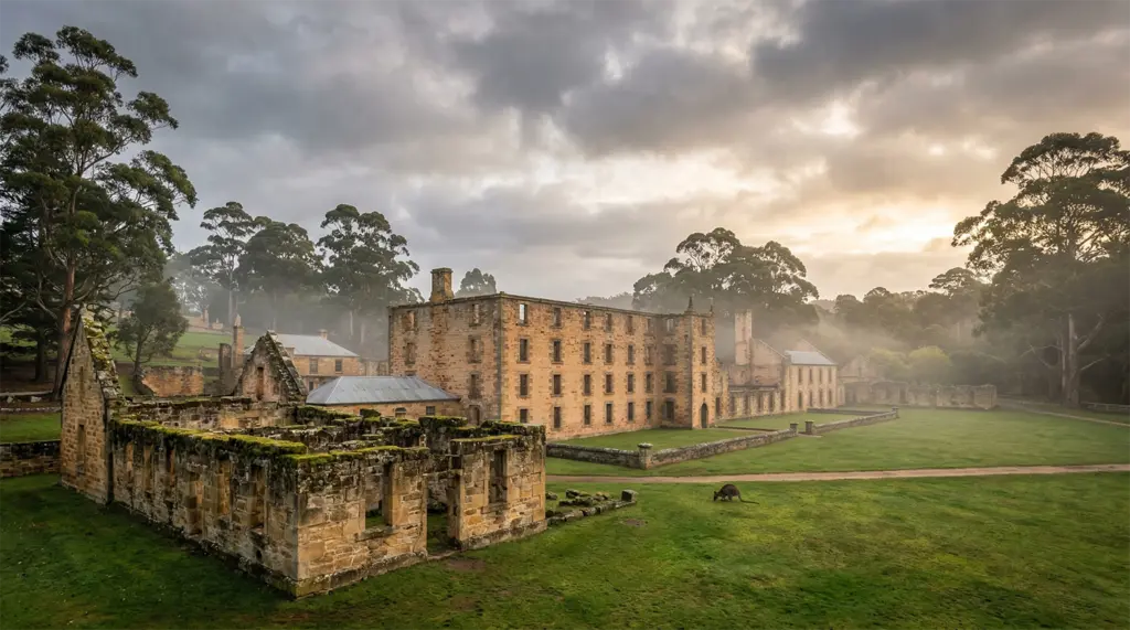 Port Arthur penitentiary ruins on the Tasman Peninsula, a day trip from Hobart, Tasmania