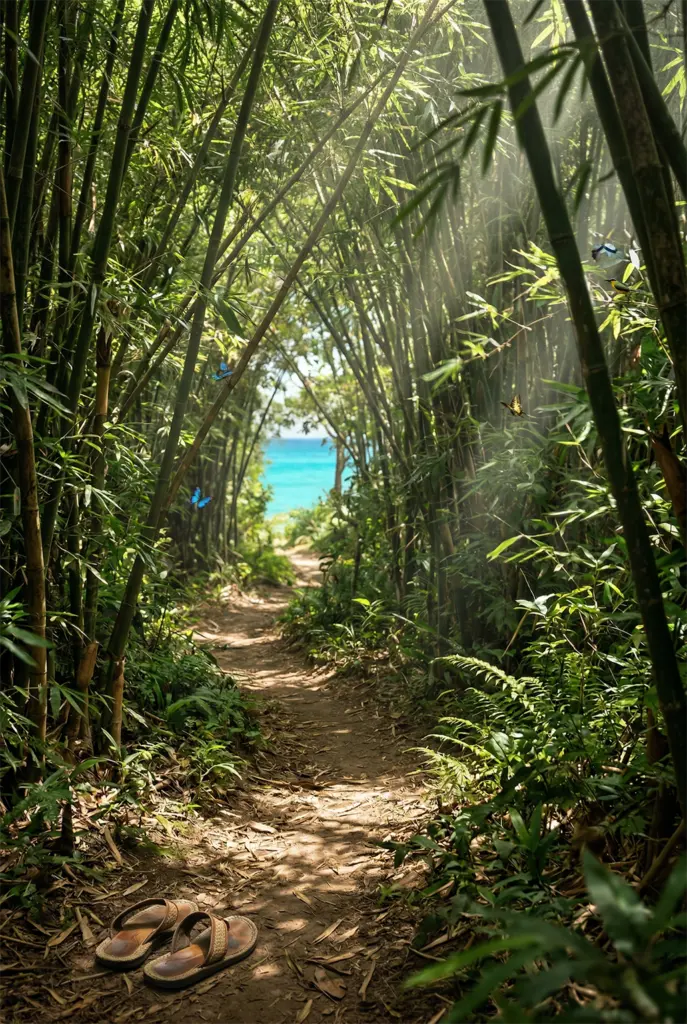 Walking trail to Sanom Beach on Koh Lipe island, Thailand hidden beaches
